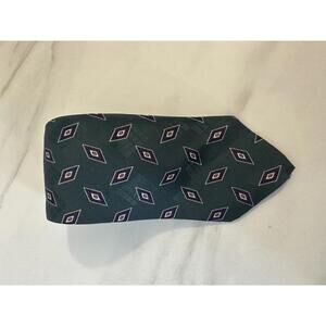 Vintage XMI for Nordstrom classic teal/purple geometric Italian silk necktie